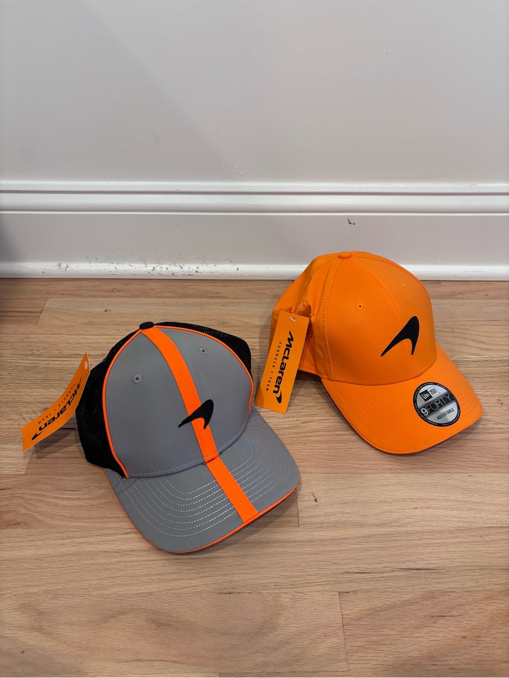 Set of 2 NEW ERA McLaren hats: F1 9FIFTY Speedmark Hat & 9FORTY racing hat NWT
